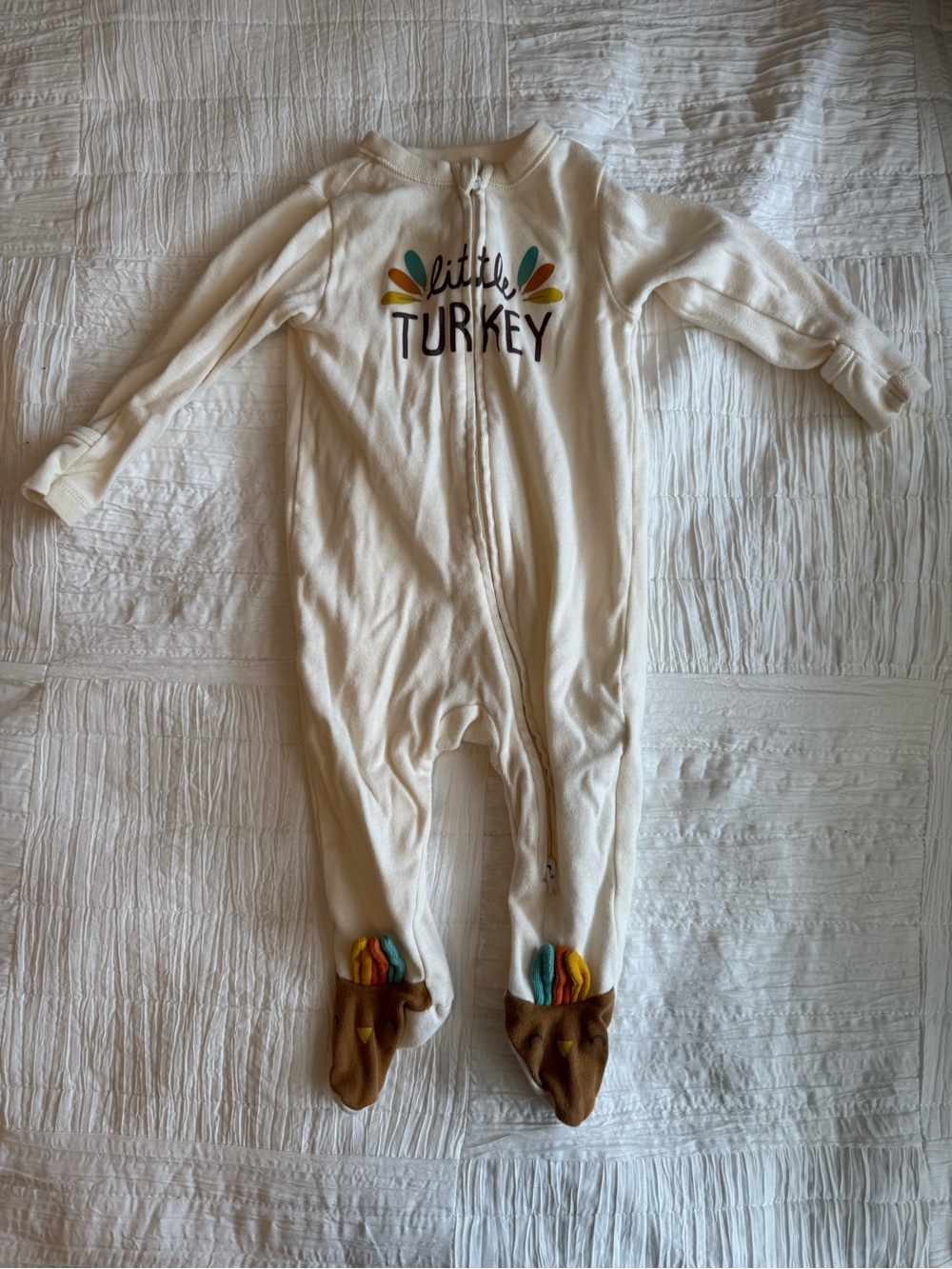 Old Navy Cream 'Little Turkey' Kids Footed One-Piece